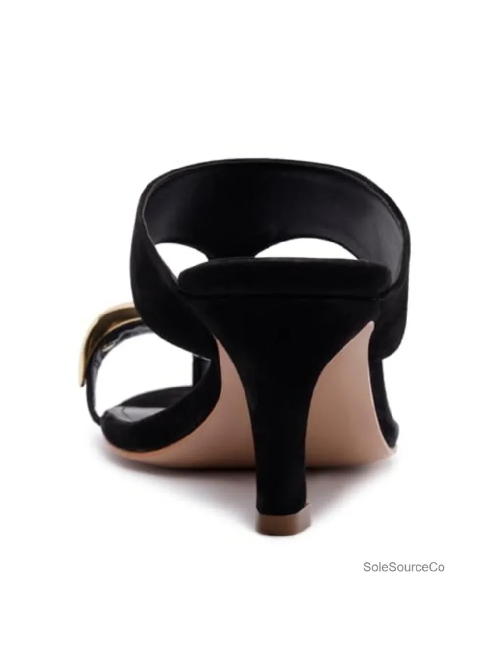 Heeled Sandal - Suede - Slip On - Toe Ring Detail - Sculptural Heel